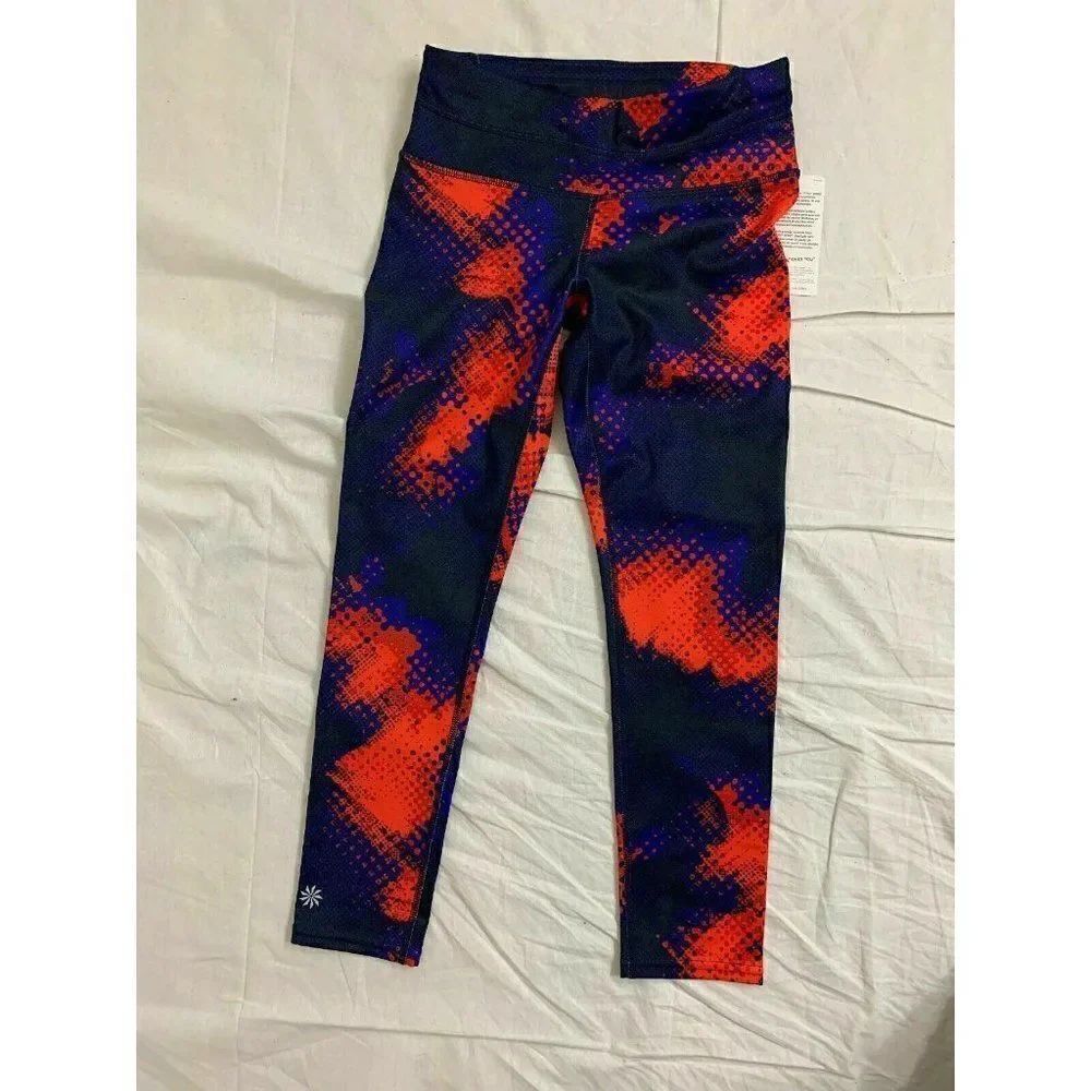 Athleta Womens New Blue Orange Leggings xxs